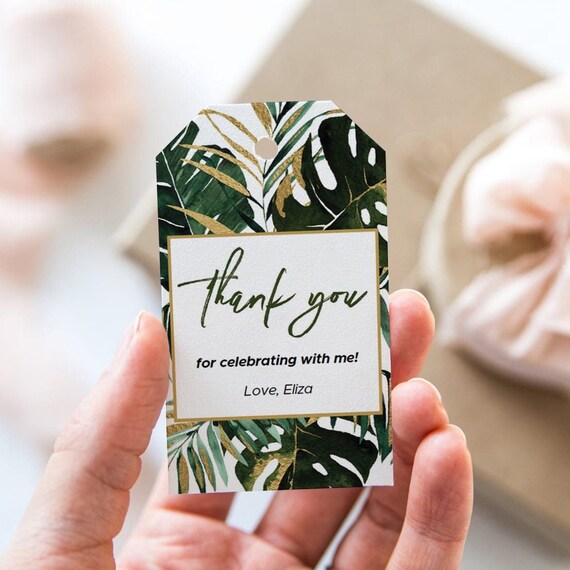 Tropical Thank You Tags Template Editable Favor Labels | Etsy