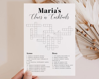 Cruciverba di compleanno, sorseggia e risolvi il gioco di laurea personalizzato, cruciverba regalo, modello di cruciverba personalizzato, gioco di cruciverba MV2