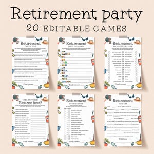 Retirement Games for Him and Her Printable Activities for the Retiree Fun Office Party Ideas for Groups Co-Worker Advice and Wishes PDF  NH1