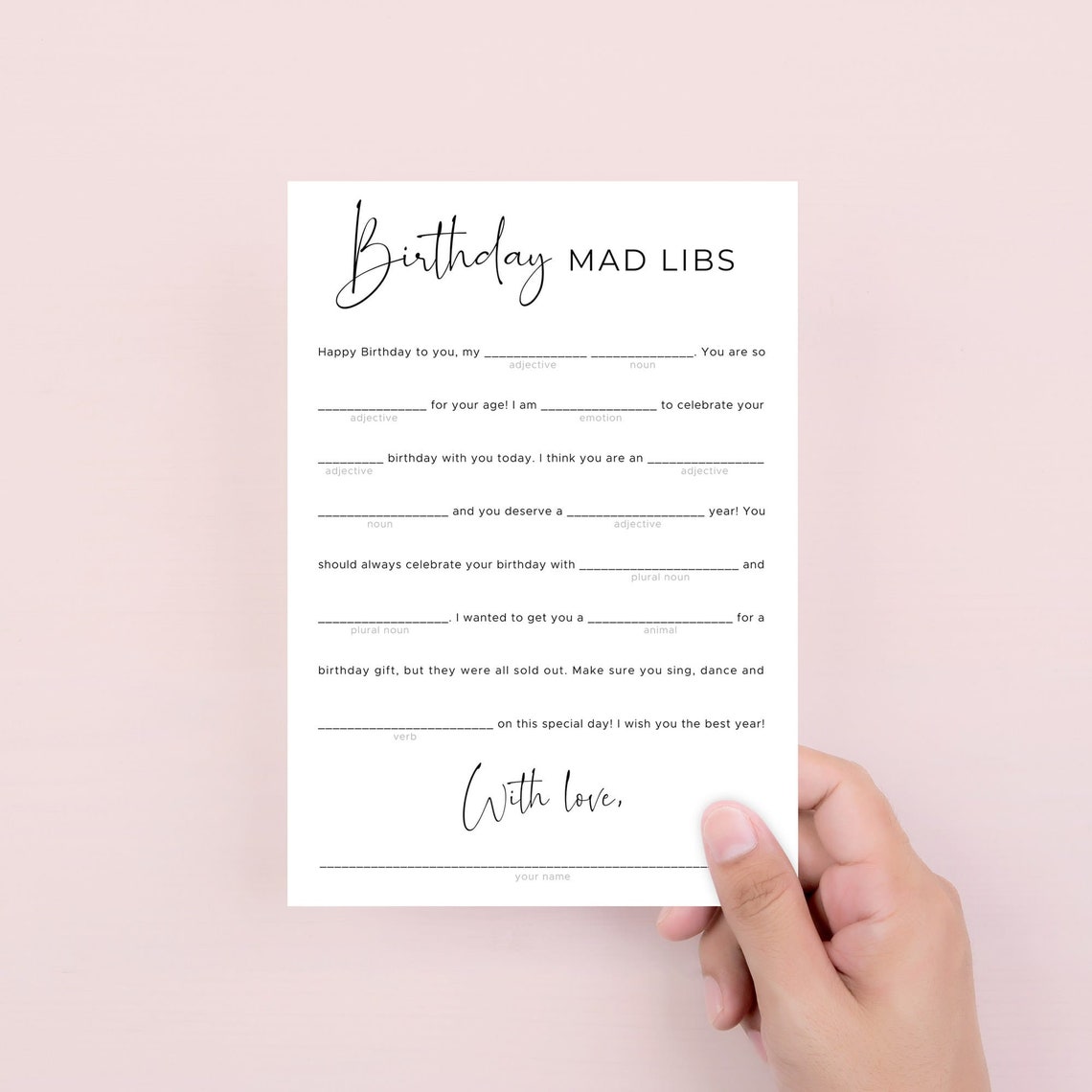 Funny Birthday Mad Libs Game Printable Bday Games for Adults - Etsy