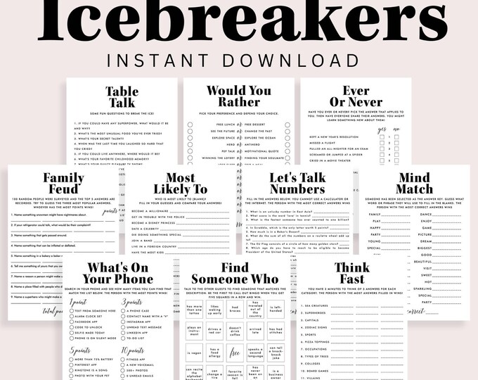 Icebreaker Games Printable Conversation Starters Icebreaker Bingo Get ...