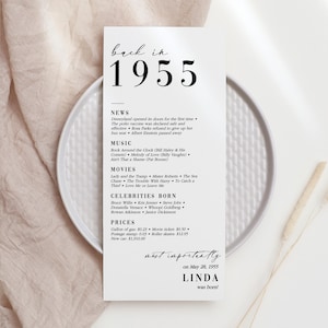 70th Birthday Party Decorations 70th Bday Place Cards 70th Born in 1955 Table Card 70th Party Birthday Gift for Her for Him Back in 1955 MV1