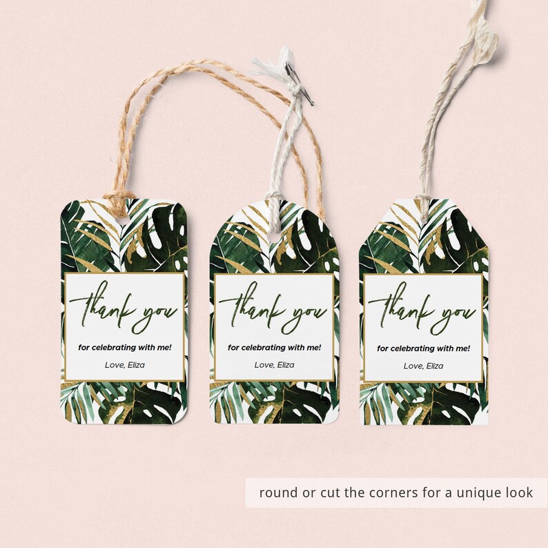 Tropical Thank You Tags Template Editable Favor Labels | Etsy