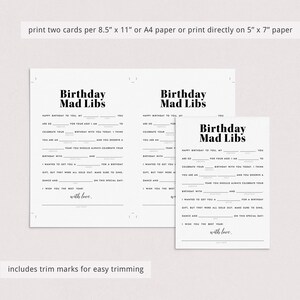 Birthday Mad Libs Printable Modern Birthday Party Games Gender Neutral ...