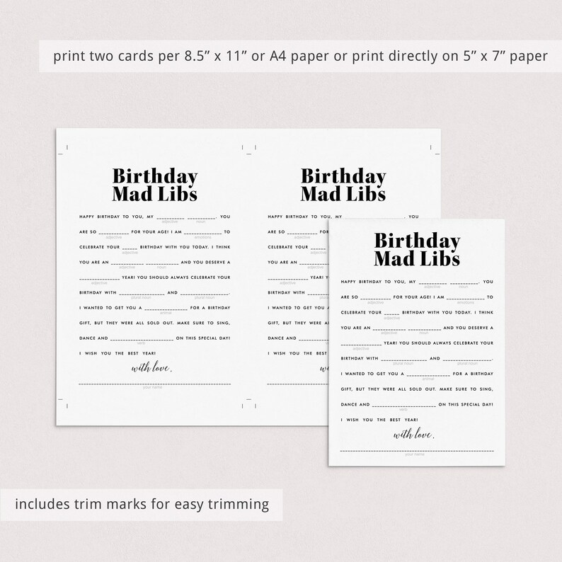 Birthday Mad Libs Printable Modern - Il 794xN.4737670705 Fjo5 