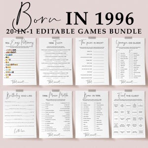 30th Birthday Games for Women and Men Born in 1996 Birthday Party Game Personalized Birthday Games for Adults 90s Birthday 1996 Trivia SP2 image 1