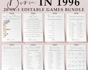 30th Birthday Games for Women and Men Born in 1996 Birthday Party Game Personalized Birthday Games for Adults 90s Birthday 1996 Trivia SP2