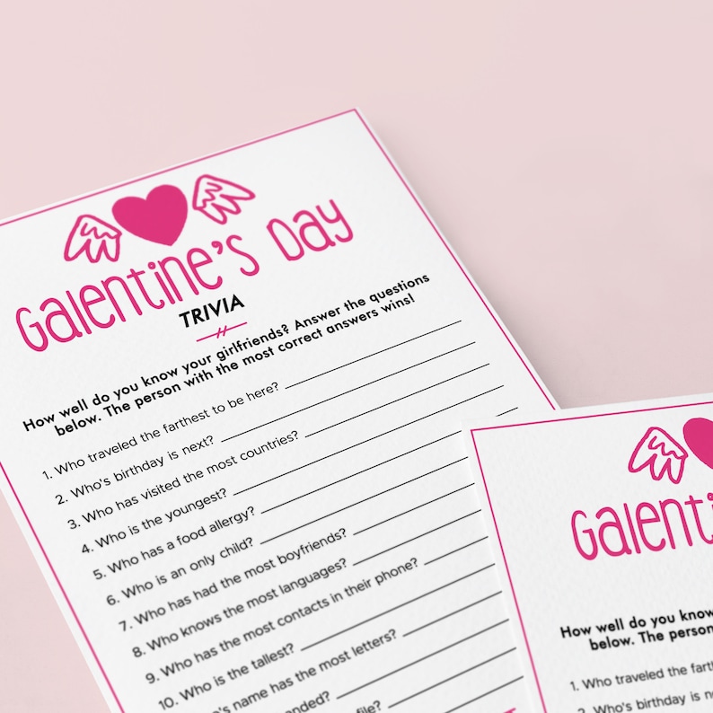 Galentines Games Printable Hot Pink Ladies Night Out Activity - Etsy