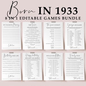 93rd Birthday Party Games for Woman Turning 93 Years Old Born in 1933 Bday Bash Activities for Groups Family Mom Grandmother Mad Libs SP2