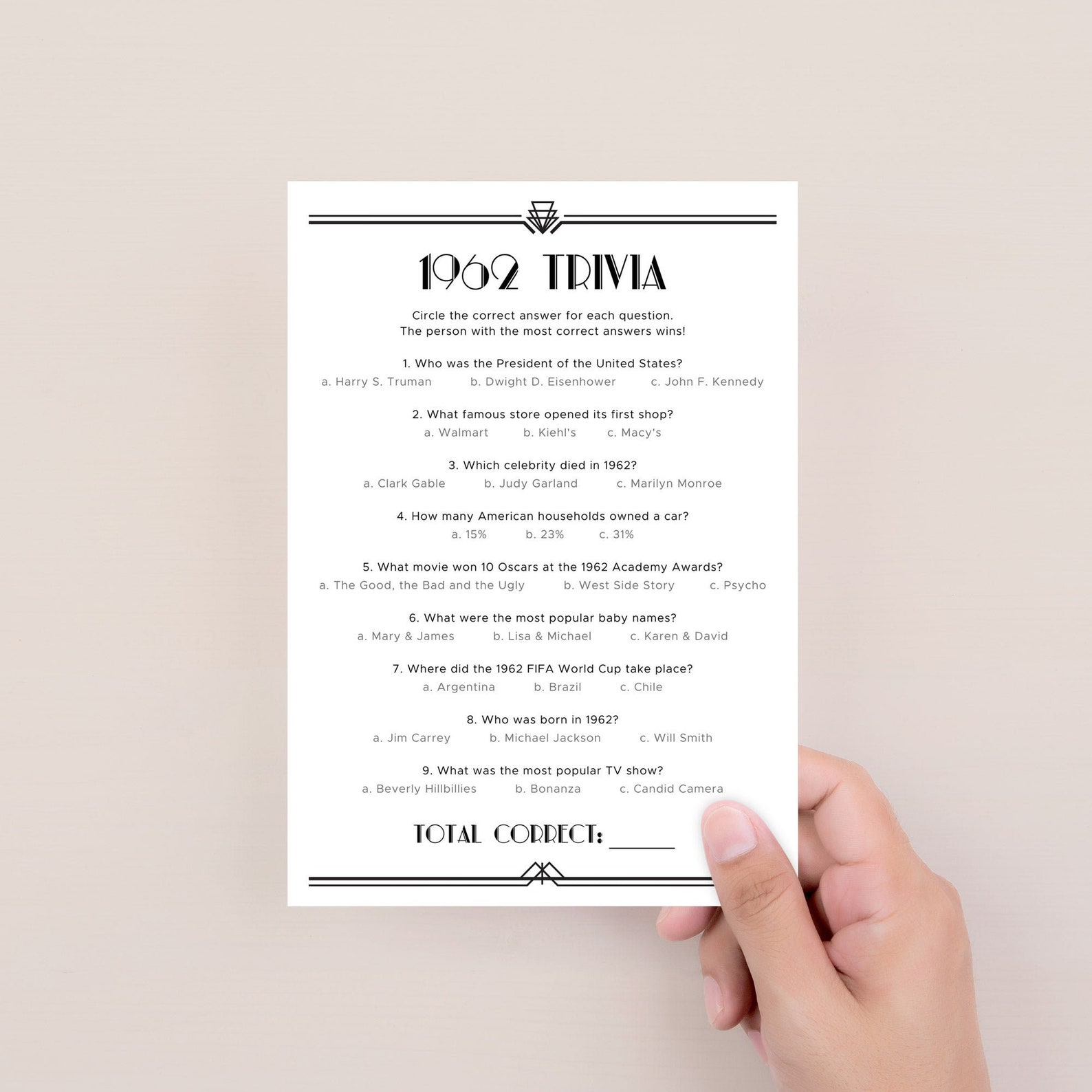 Born In 1962 Birthday Games Bundle Printable Turning 61 Activity Ideas