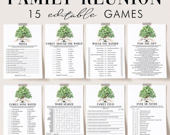 Family Reunion Games Bundle for All Ages Family Member Tree Activities for Adults and Kids Family Reunion Printables Friendly Feud FT1