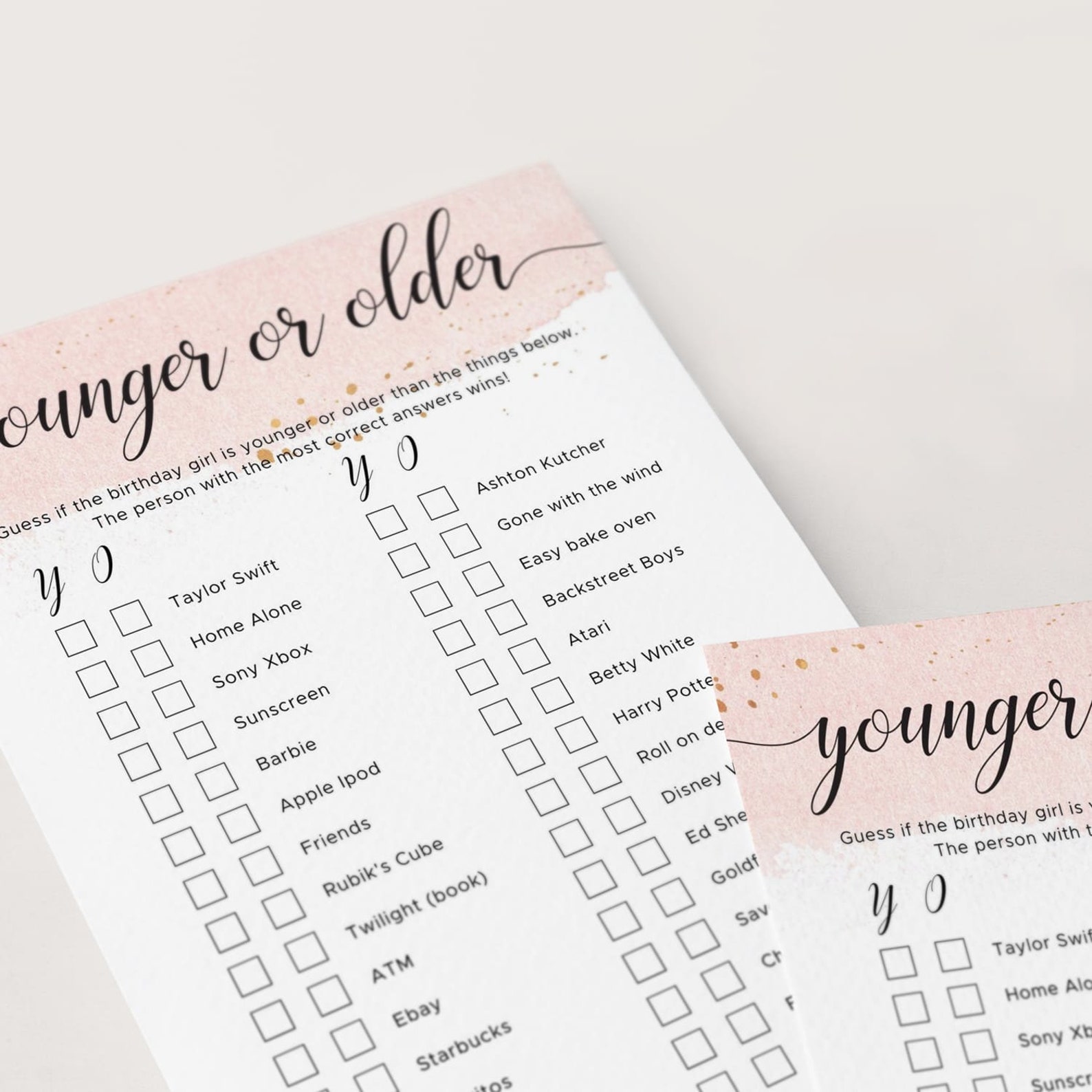 Younger or Older Game Womens Birthday Party Games for Her Blush Bday ...
