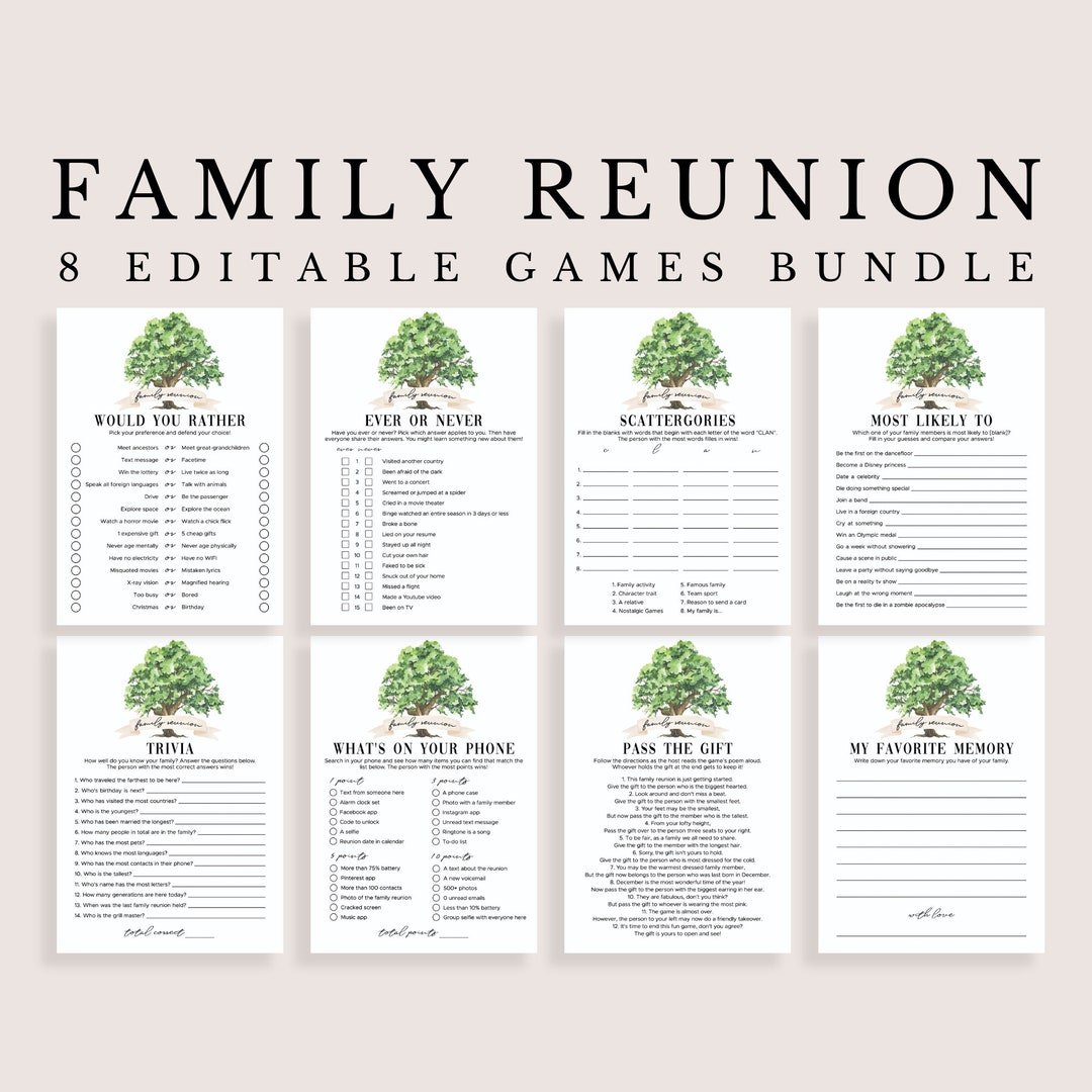 Printable Would You Rather Game Family Reunion Party 