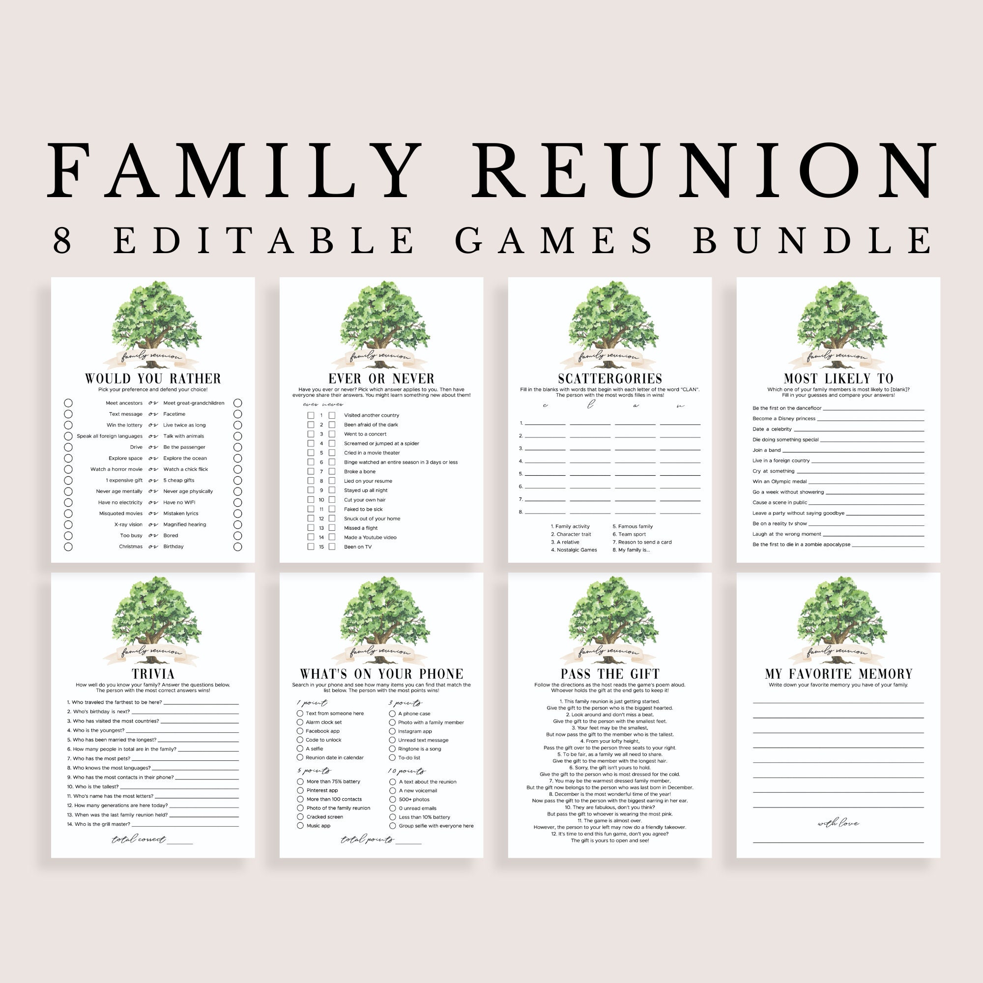 Family Reunion Games for Family Gatherings Printable Fun Family Reunion