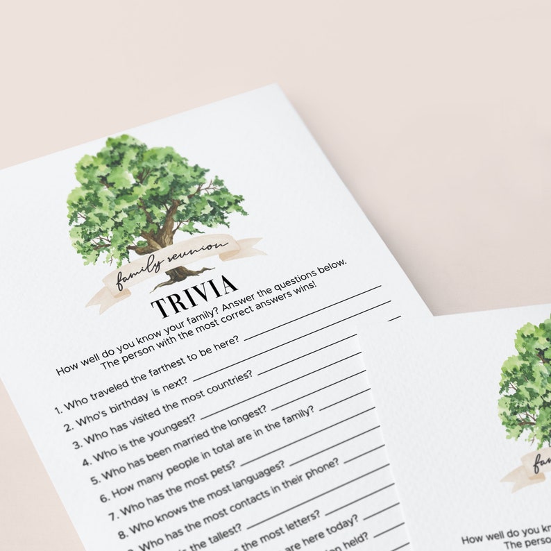 Family Trivia Game Printable Family Reunion Activity Ideas for Groups Quiz Questions Elegant ...