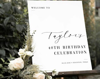 Minimalist Birthday Welcome Sign Printable | Simple Welcome Sign Birthday Party, Editable Birthday Welcome Template Modern Birthday Sign MV1