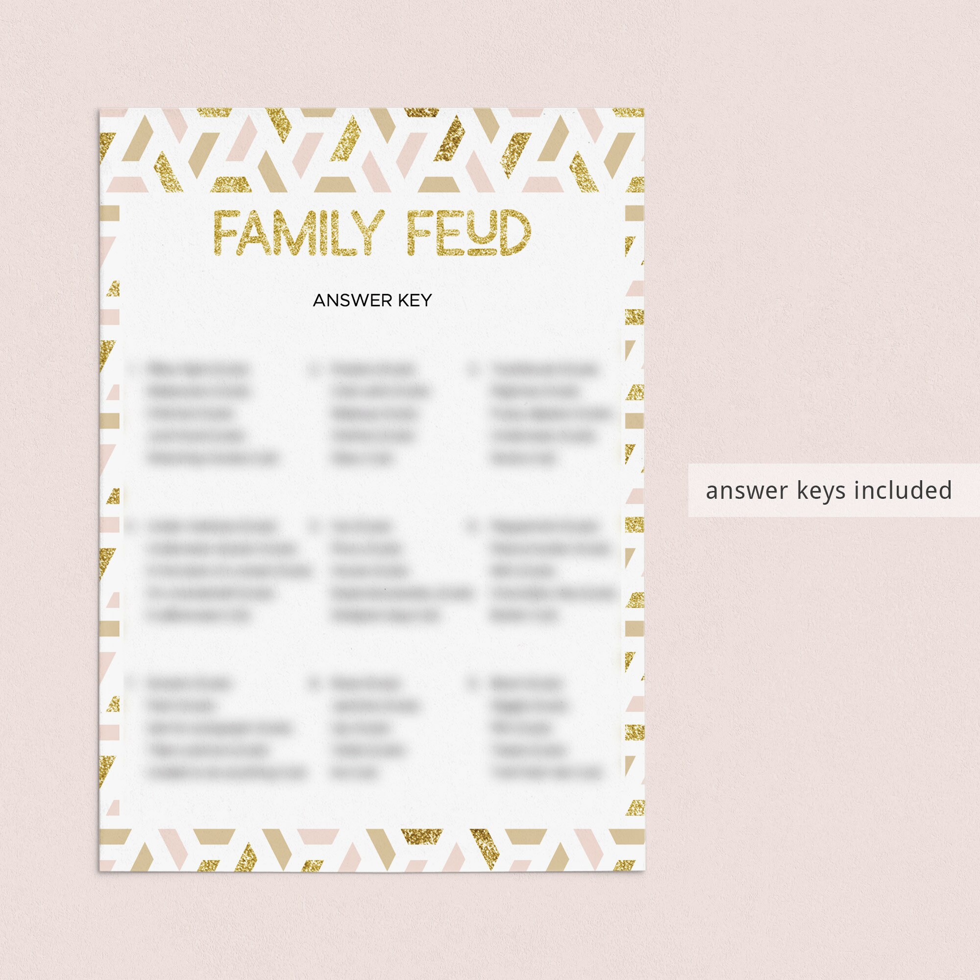 Pink and Gold Slumber Party Games Bundle Editable Templates - Etsy