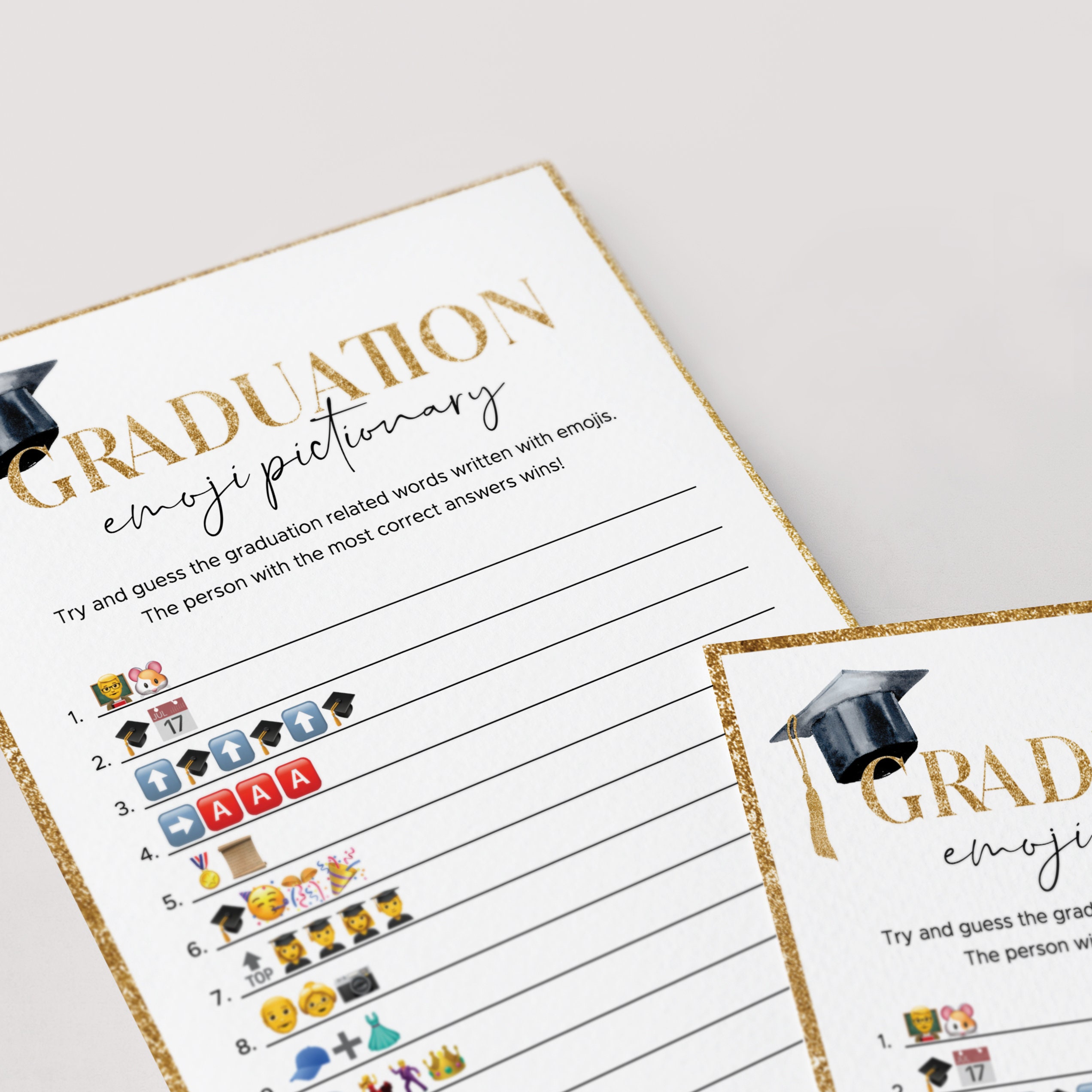 Black and Gold Graduation Party Games Printable Grad Party Game Bundle ...