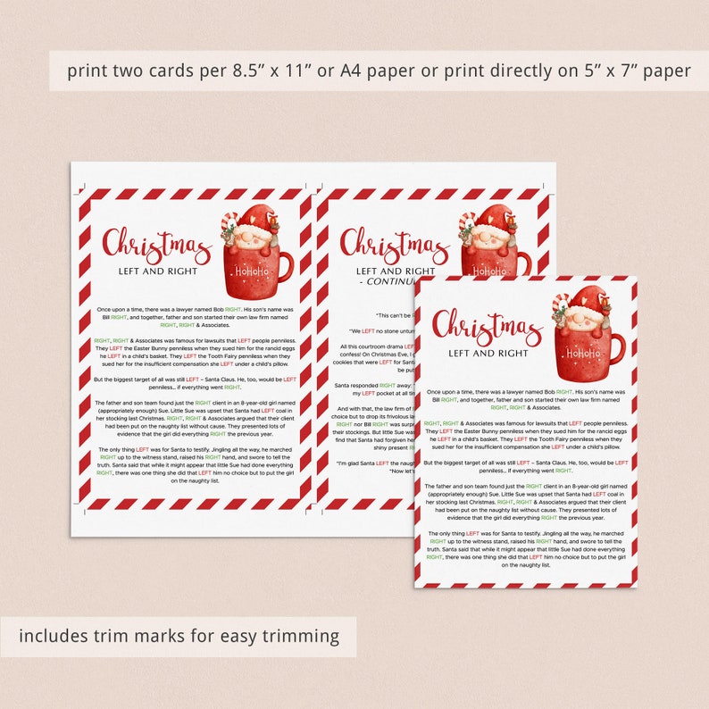 Christmas Left and Right Game Printable Funny Holiday Activity Ideas ...