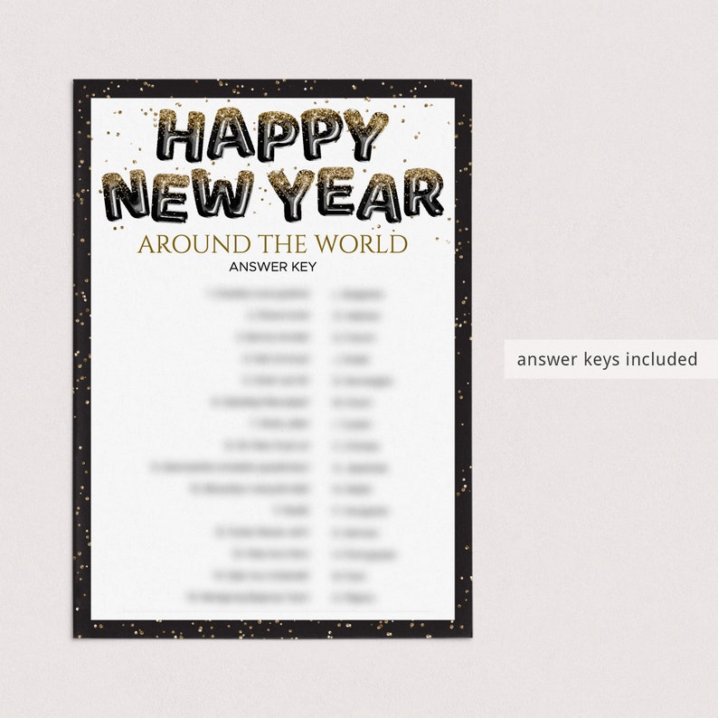 2024 New Years Party Games Pack Printable Black and Gold Looking Back