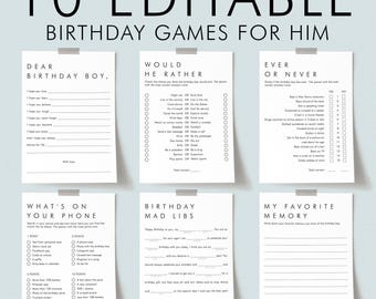 Mens Birthday Games for Him Birthday Party Games Bundle Printable Adult Birthday Games Bundle 20th 30th 35th 40th 50th 60th Birthday Guy AM1