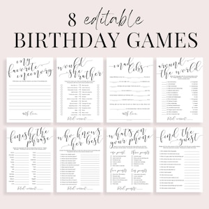 Verjaardagsspelletjes voor haar Volwassene Verjaardagsfeestje Spelletjes Afdrukbare Who Knows The Feestvarken Beste Verjaardag Familievete Verjaardagswensen Kaarten EL1