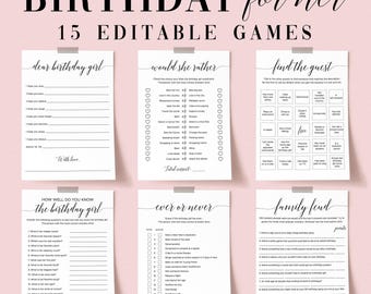 Birthday Games for Her Printable Modern Birthday Party Games for Women Birthday Games for Adults Birthday Girl Bundle 21st 30th 50 60th CL2