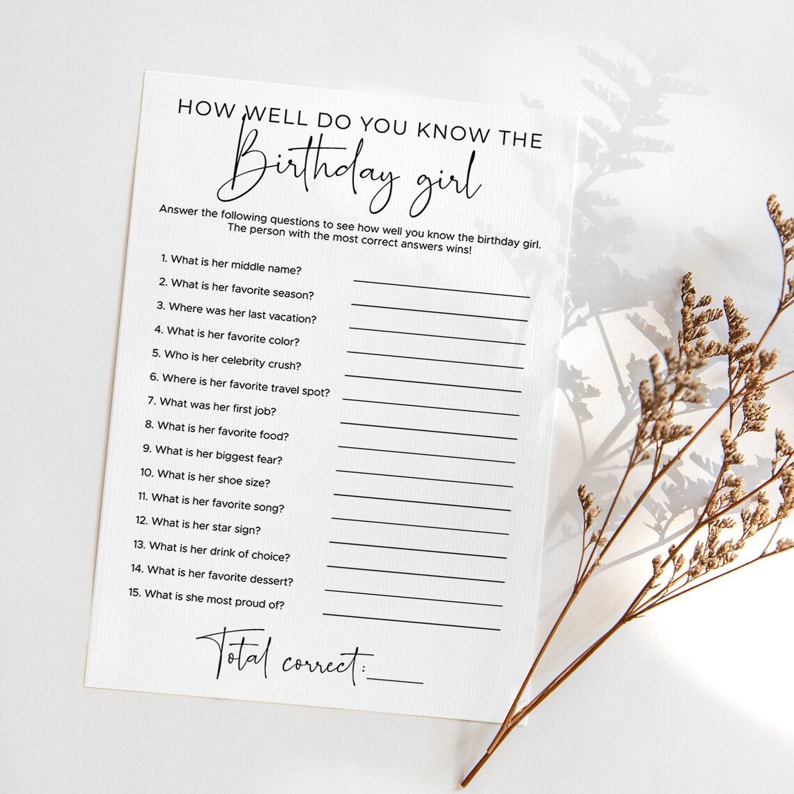 Who Knows the Birthday Girl Best Game Printable How Well Do You Know ...