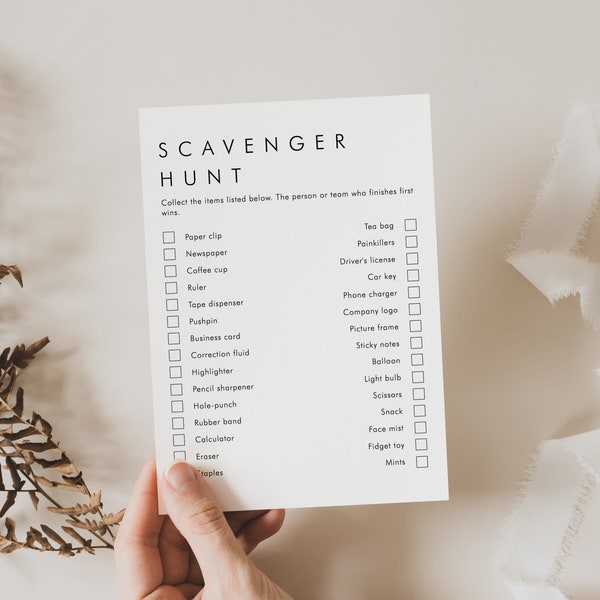 Company Party Scavenger Hunt Game Printable | Minimalist Office Party Game Idea, Fun Team Building Scavenger Hunt, Icebreaker Activities AM1