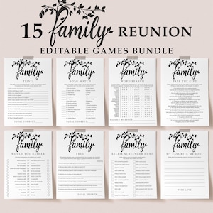 Paquete de juegos para reuniones familiares para adultos y niños. Actividades familiares para todas las edades. Imprimibles para reuniones familiares. Disputa amistosa. FF1.