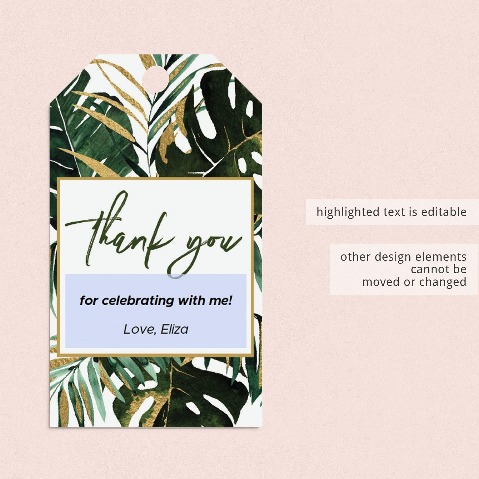 Tropical Thank You Tags Template Editable Favor Labels | Etsy