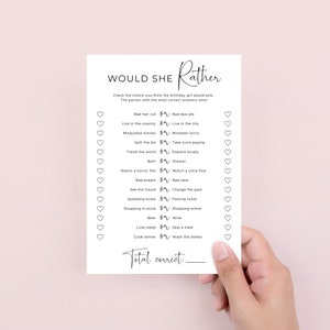 Would She Rather Game for Birthday Girl Games Ideas Printable Bday ...