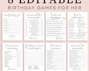 Womens Birthday Party Games Printable Birthday Games for Her Adult Would She Rather Dear Birthday Girl Activity Ideas 21st 30 40 50th 60 SP2