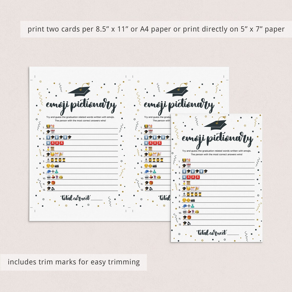 Graduation Emoji Pictionary Game Printable Graduation Party Games Grad