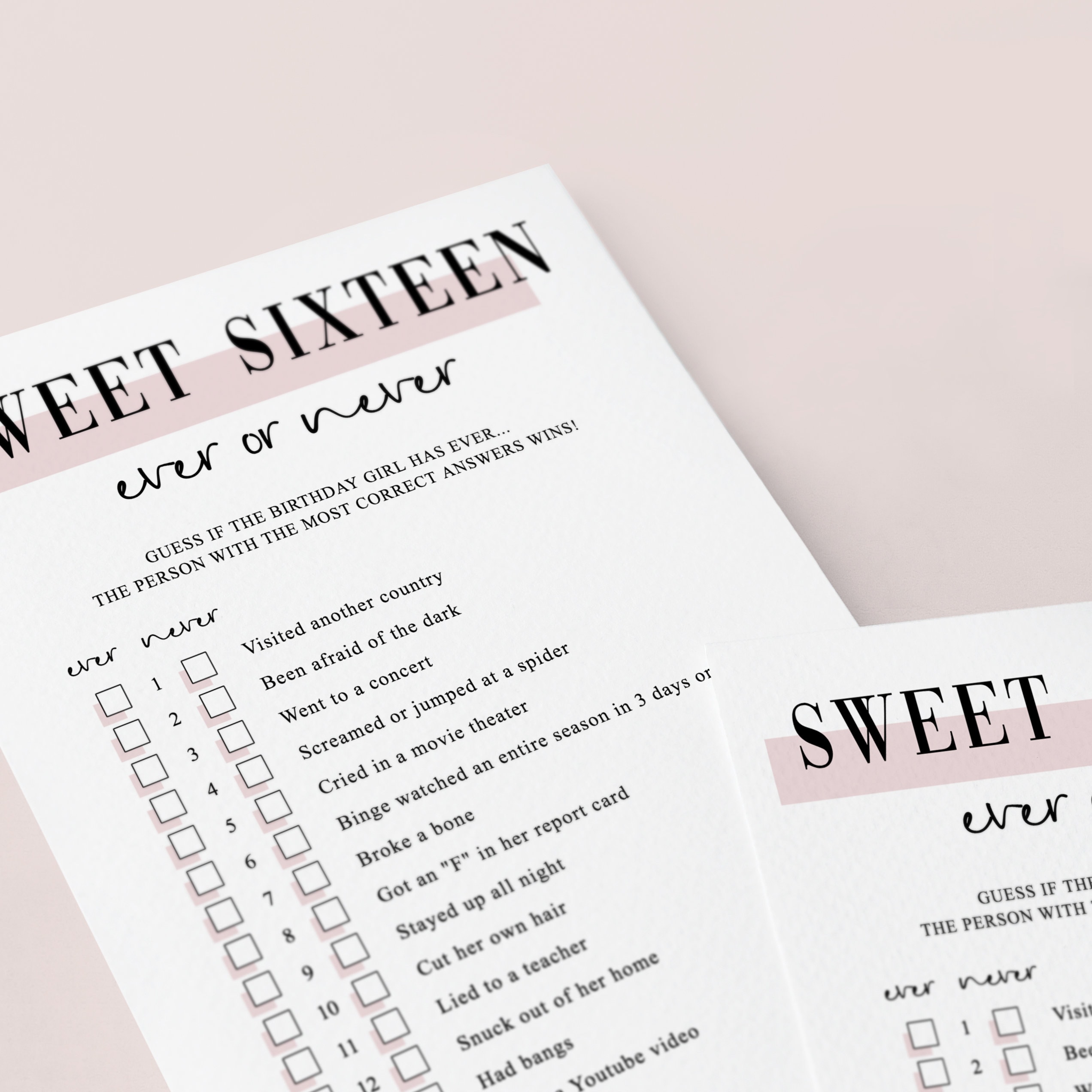 Modern Sweet 16 Games Bundle Printable Pink Sweet Sixteen Party ...