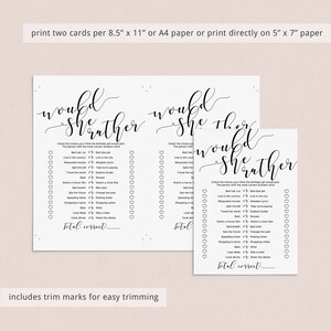 Birthday Would She Rather Game Printable Womens Birthday Game Ideas ...