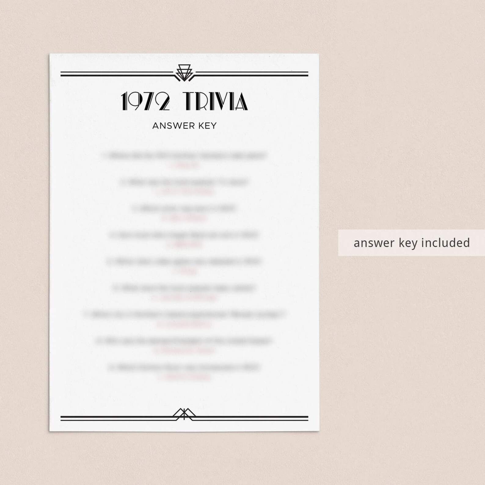 Fun Facts Quiz About 1972 Trivia Game Printable Birthday Party Etsy