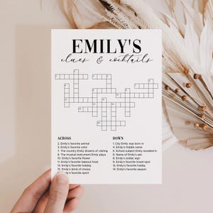 Birthday Crossword Sip Puzzle and Solve Personalized Birthday Party Game Crossword Puzzle Gift Custom Crossword Template Crossword Game MV1