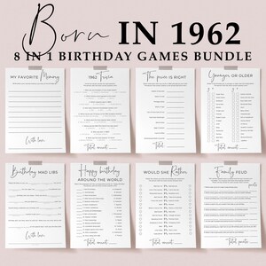 63rd Birthday Party Games Set Printable Born in 1962 Birthday Activities for Women The Price is Right in 1962 Trivia General Knowledge SP2