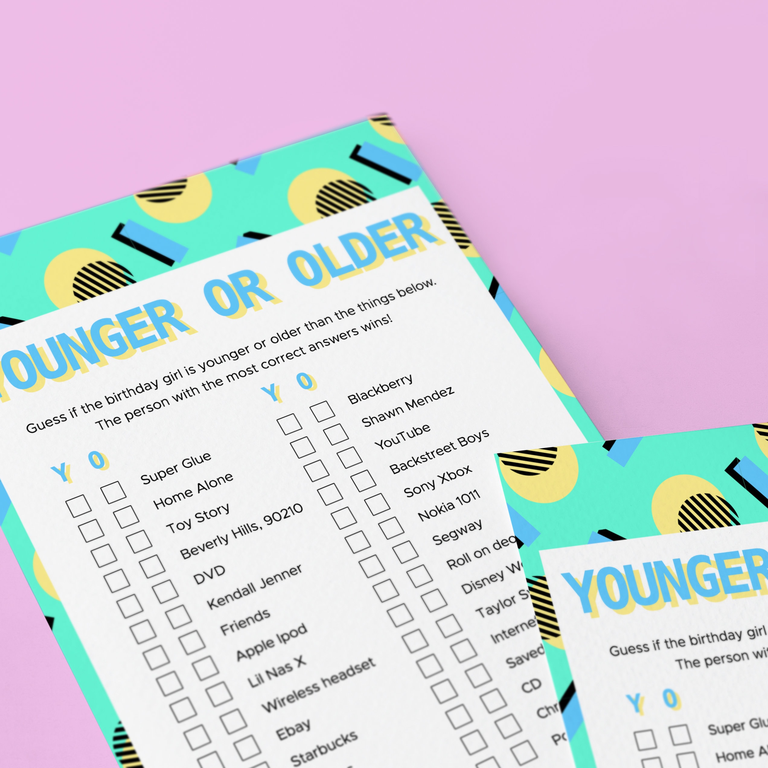 90s Themed Birthday Games Printable Born in 1993 Bday Party Activities ...