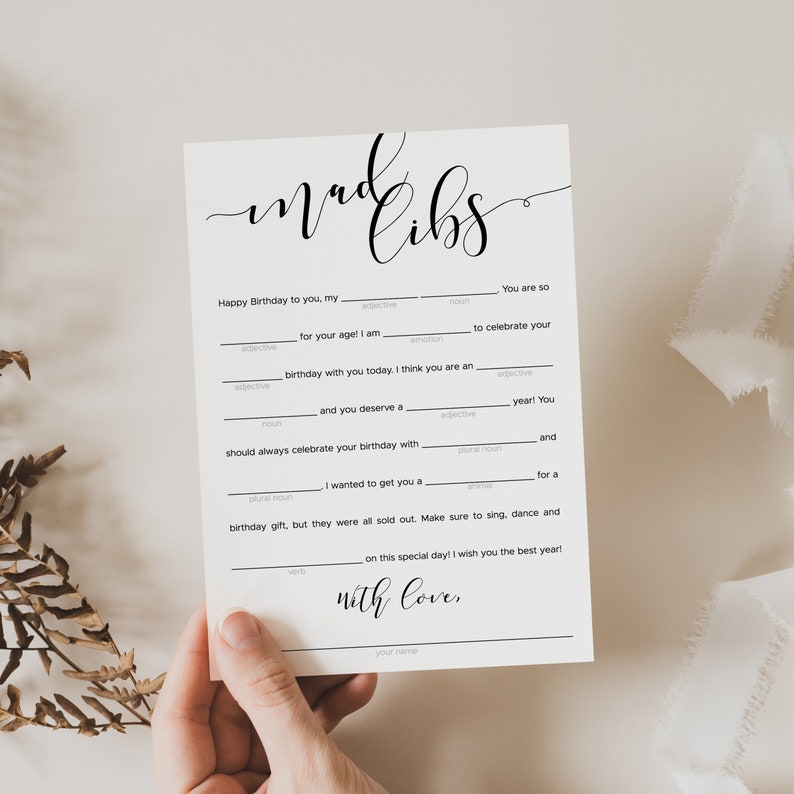 Funny Birthday Mad Libs Game Printable Bday Games for Adults and Kids