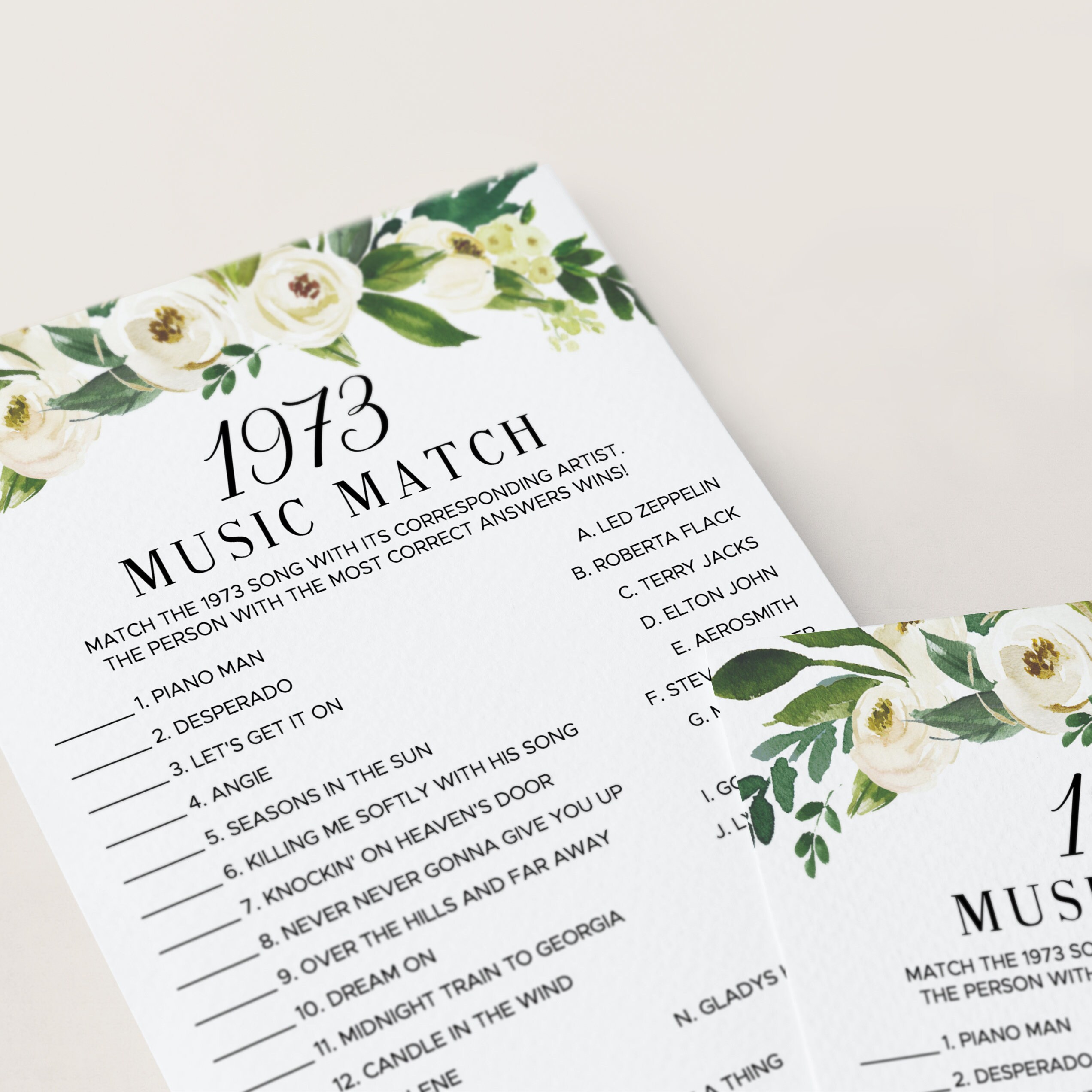 51st Anniversary Party Games Printable Greenery Wedding Anniversary