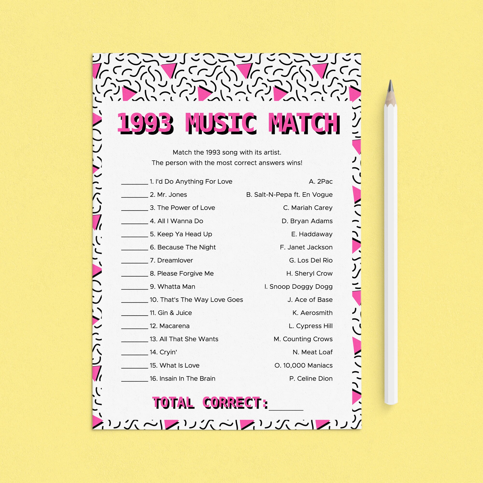 90s Themed Birthday Games Printable Born in 1993 Bday Party Activities ...