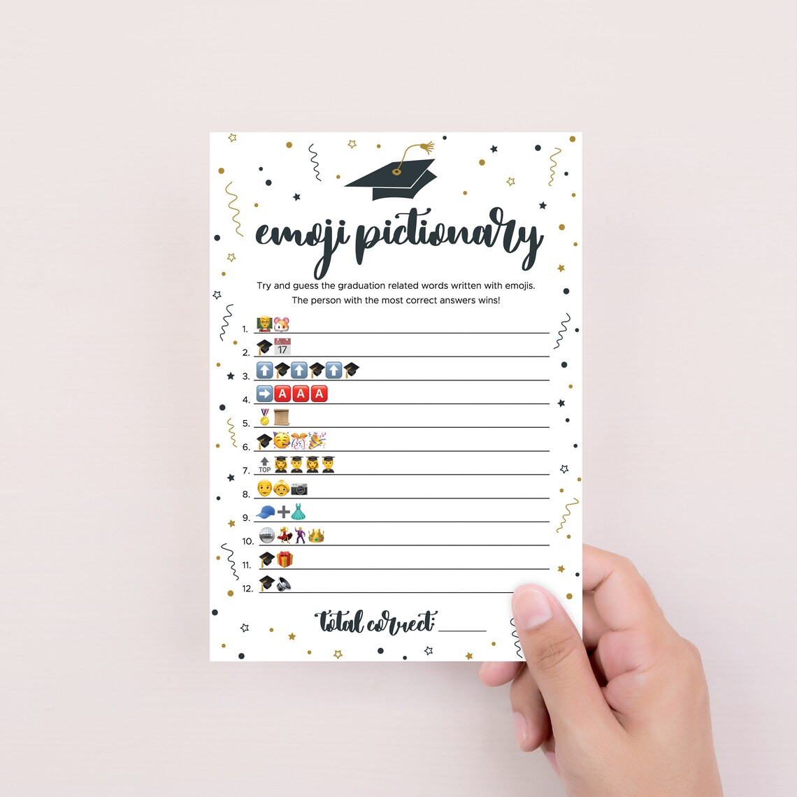 Graduation Emoji Pictionary Game Printable Graduation Party Games Grad