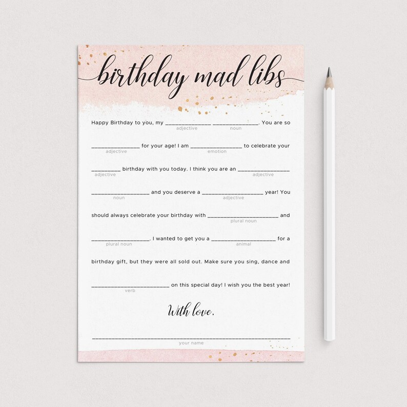Funny Birthday Mad Libs Game Printable Bday Games for Adults and Kids