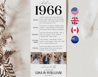 60th Anniversary Party Decorations 60th Anniversary Photo Cards Married in 1966 Table Cards 60th Wedding Anniversary Gift Back in 1966 EN1