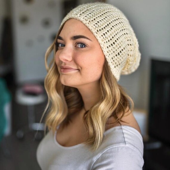 Simple Long Slouch Beanie/ Hand Made 