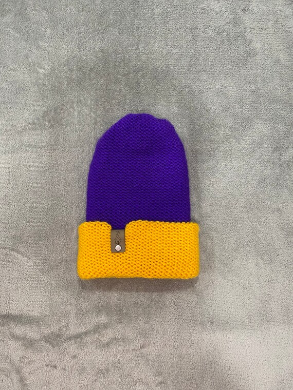 Purple and Gold Beanie - Etsy