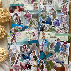 Plus de 30 sacs à main mystère de papeterie pour filles Kawaii | Bande Washi | Filles | Mini-cartes postales | Autocollants | Correspondant | Courrier heureux | Autocollants en vinyle