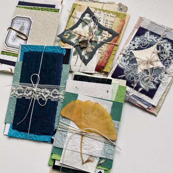 Assorted Small Paper Packs | Handmade Paper | Embossed | Die Cuts | Embellishments | Stamped | Collected | Altered Paper